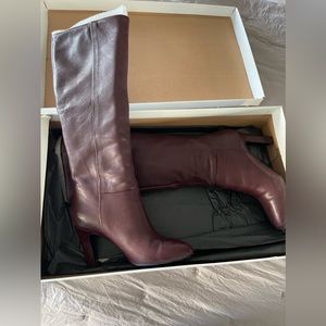 Hardly worn burgandy leather knee high boots